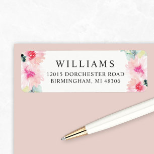 Floral Blush Watercolor Return Address