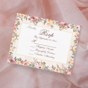 Floral Blush Watercolor RSVP Wedding Card