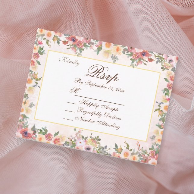 Floral Blush Watercolor RSVP Wedding Card (Creator Uploaded)