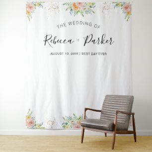 Floral blush Wedding decor photo Backdrop Tapestry