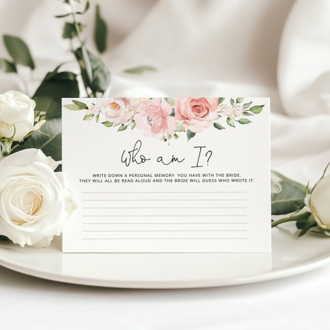 Floral blush Who am I bridal shower game (Creator Uploaded)