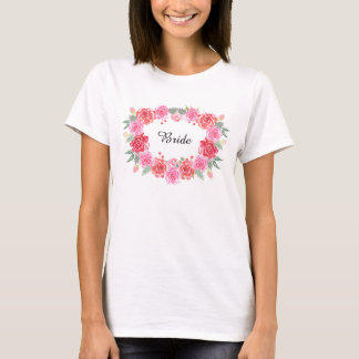Floral bohemian bride rose wreath T-Shirt