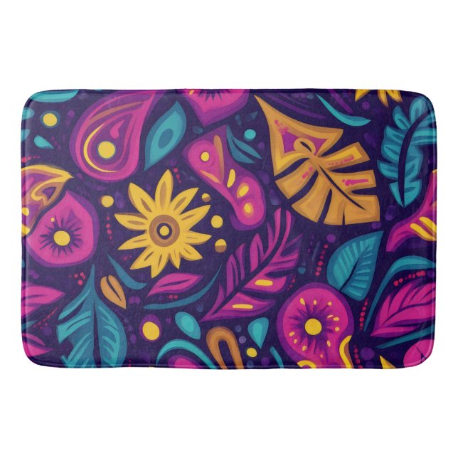 Floral Boho Abstract colourful 5 Bath Mat (Front)