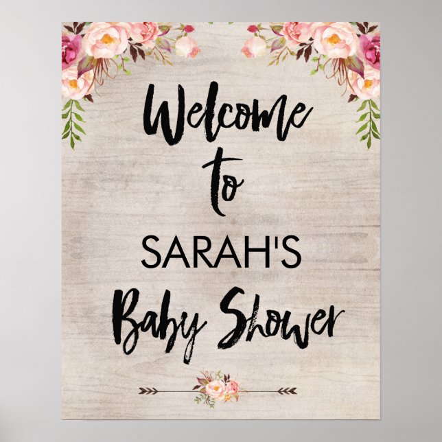 Floral Boho Baby Shower Welcome Poster (Front)