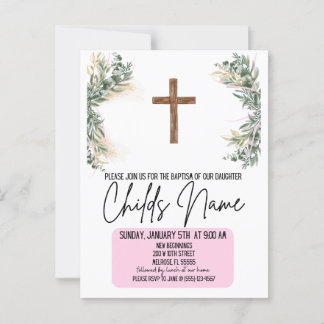 Floral Boho Baptism Invitations