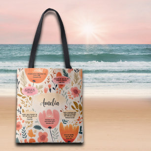 Floral Boho Bible Verses Affirmation With Name Tote Bag