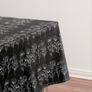 Floral Boho Black Botanical Wedding Tablecloth