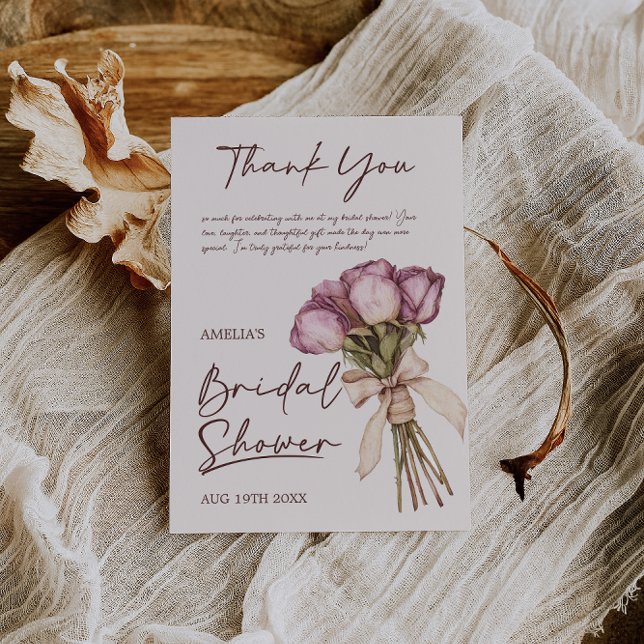 Floral Boho Bridal Shower  Thank You Card (Creator Uploaded)