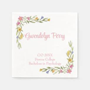 Floral Boho College Graduation Party Invitation Napkin
