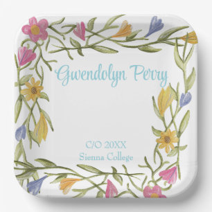 Floral Boho College Graduation Party Paper Plate