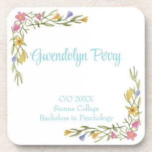 Floral Boho College Graduation Party Plastic Coaster