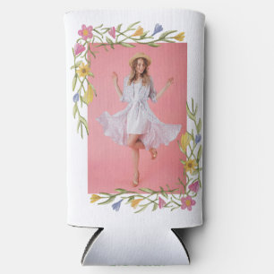 Floral Boho College Graduation Party Seltzer Can Cooler