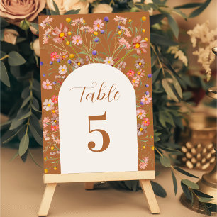 Floral Boho Elegant Fall Wedding Table Number