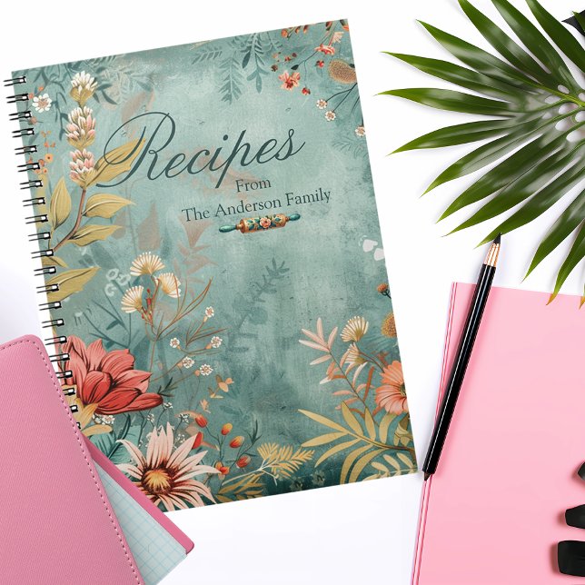 Floral BOHO Family Recipe Keepsake  Notebook (Creator Uploaded)