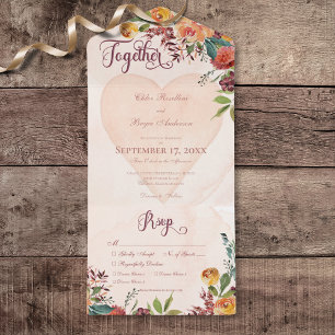 Floral Boho Heart Peach Jewel Dinner All In One Invitation