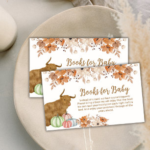 Floral Boho Highland Cow Books For Baby Shower Enclosure Card