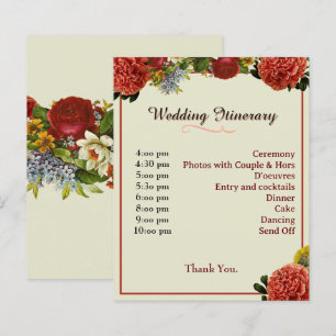 Floral BOHO Hydrangea Wedding Itinerary Program