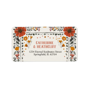 Floral Boho  Letterpress Table Number Wedding Label