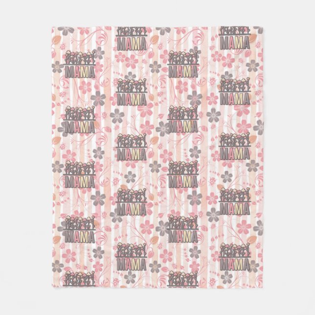 Floral Boho Mama Fleece Blanket (Front)
