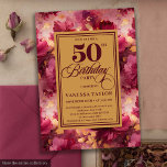 Floral boho maroon blush gold roses 50th birthday  invitation<br><div class="desc">✅ For matching items search 26-50 in my collections ✅ Celebrate a milestone in style with this luxury 50th birthday invitation featuring burgundy, blush, maroon, and deep red roses accented with elegant gold leaves. The boho floral watercolor design combines romantic blush tones with rich marsala and merlot hues, making it...</div>