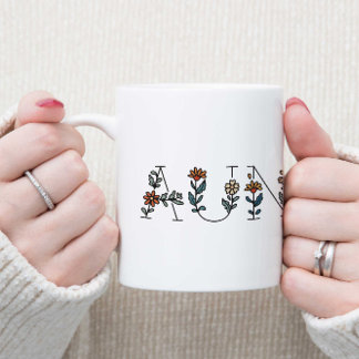 Floral Boho Minimal Auntie Two-Tone Coffee Mug