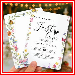 Floral Boho Nothing Fancy Just Love Wedding  Invitation