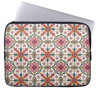 Floral Boho Pattern in Red, Pink & Teal Laptop Sleeve
