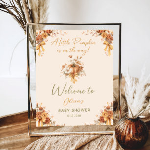 Floral Boho Pumpkin Bow Baby Shower Welcome Poster