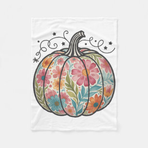 Floral Boho Pumpkin Preppy Fall Thanksgiving Cozy Fleece Blanket