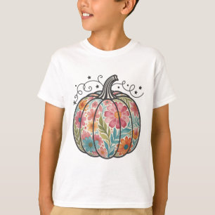 Floral Boho Pumpkin Preppy Fall Thanksgiving Cozy T-Shirt