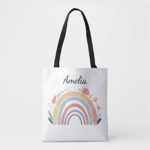 Floral Boho Rainbow All-Over Print Tote Bag