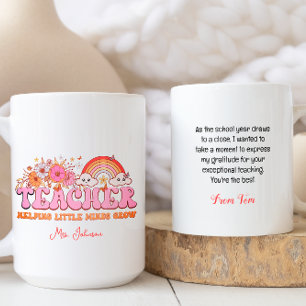 Floral Boho Rainbow World Teacher Day Coffee Mug