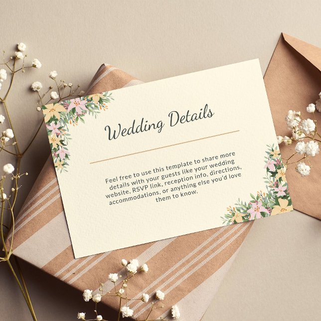 Floral boho romantic Wedding Details info Enclosure Card (Creator Uploaded)