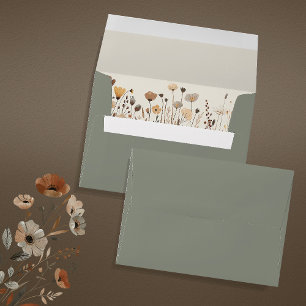 Floral Boho Sage Green Wedding Envelope