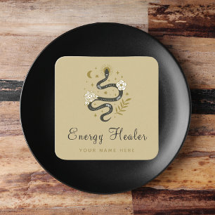Floral Boho Snake Moon Stars Mystic Energy Healer Square Business Card