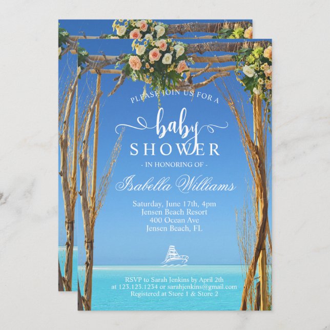 Floral Boho Summer Beach Gate Baby Shower Invitation (Front/Back)