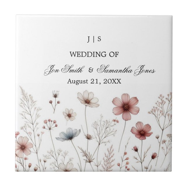 Floral boho summer simple tile (Front)