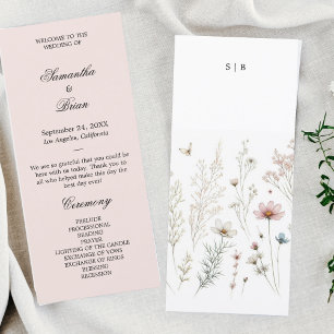 Floral boho summer simple wedding program