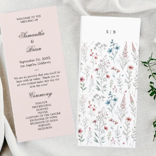 Floral boho summer simple wedding program