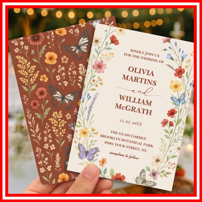 Floral Boho Terracotta Wedding Invitation (Creator Uploaded)