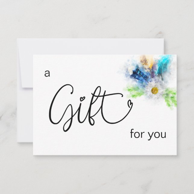 *~* Floral Boho Watercolor Crystal Heart  Feather (Front)