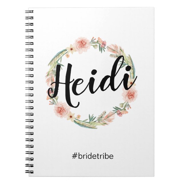 Floral Boho Watercolor Painted Bridesmaid Notebook (Front)