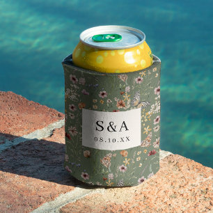 Floral Boho Wedding Can Cooler