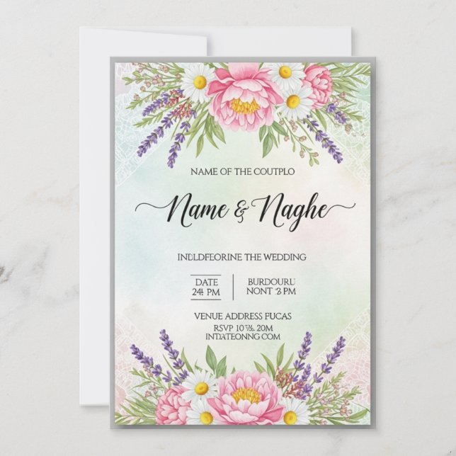 Floral Boho Wedding Invitation (Front)