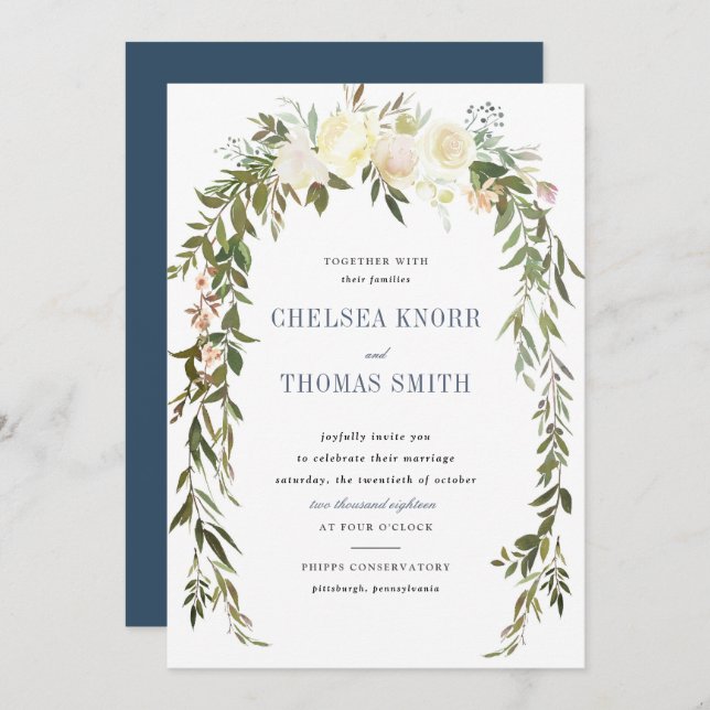 Floral Boho Wedding Invitation (Front/Back)