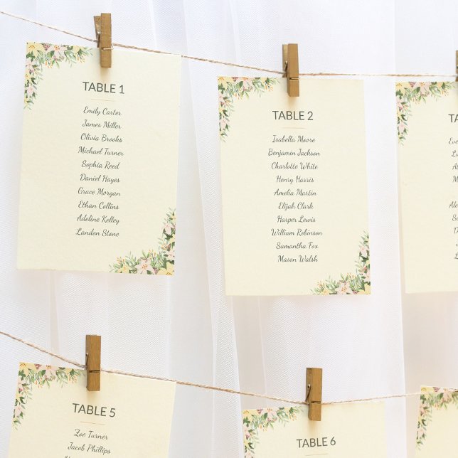 Floral boho wedding seating plan cards (Creator Uploaded)