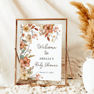 Floral Boho Wildflower Baby Shower Welcome Poster