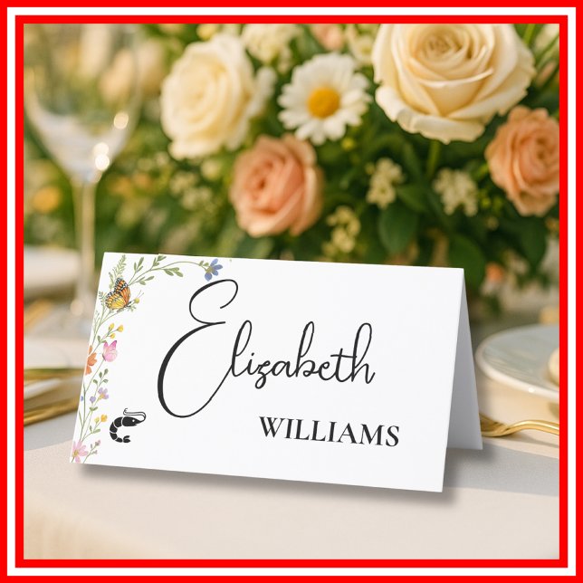 Floral Boho Wildflower Shrimp Wedding Menu (Creator Uploaded)