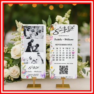 Floral Boho Wildflower Wedding QR Save The Date
