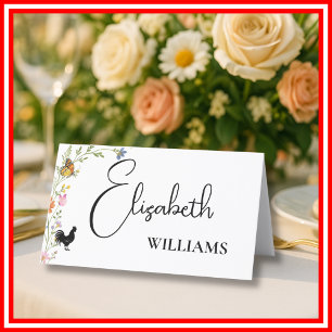 Floral Boho Wildflowers Chicken Menu Name Card